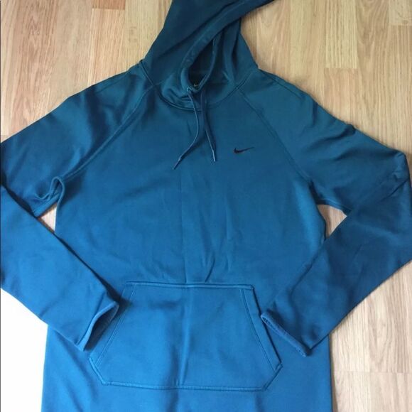 NIKE Dri-Fit Scuba Neck Hoodie Sweatshirt Turquoise Blue - Picture 3 of 9